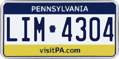 PA license plate LIM4304