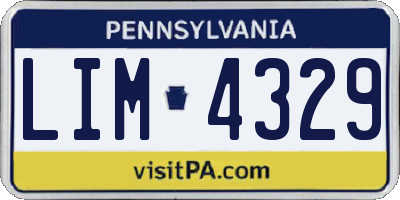 PA license plate LIM4329