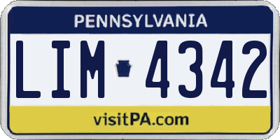 PA license plate LIM4342