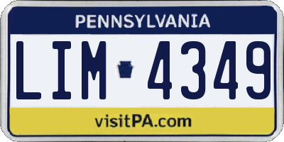 PA license plate LIM4349