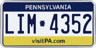 PA license plate LIM4352
