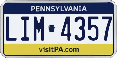 PA license plate LIM4357