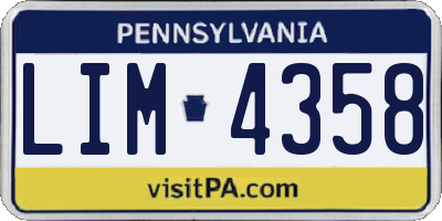 PA license plate LIM4358