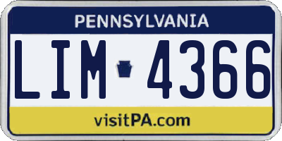 PA license plate LIM4366