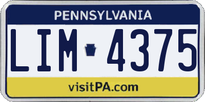 PA license plate LIM4375