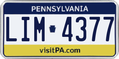 PA license plate LIM4377