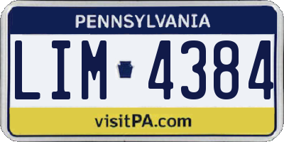 PA license plate LIM4384