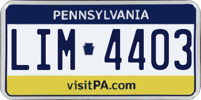 PA license plate LIM4403