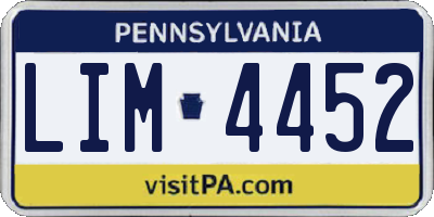 PA license plate LIM4452