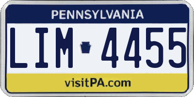 PA license plate LIM4455