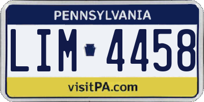 PA license plate LIM4458