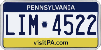 PA license plate LIM4522