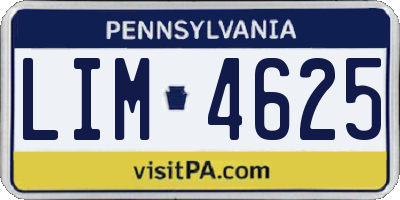 PA license plate LIM4625