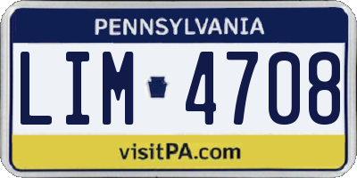 PA license plate LIM4708