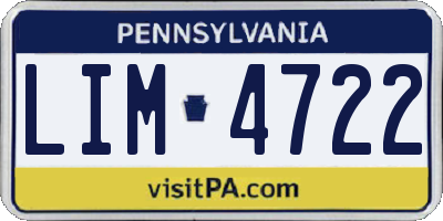 PA license plate LIM4722