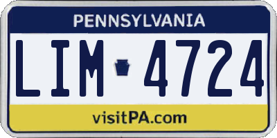 PA license plate LIM4724