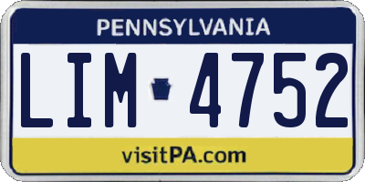 PA license plate LIM4752