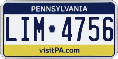 PA license plate LIM4756