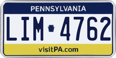 PA license plate LIM4762