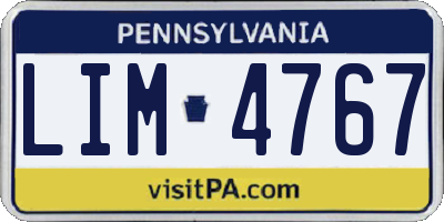 PA license plate LIM4767