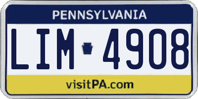 PA license plate LIM4908