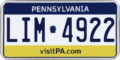 PA license plate LIM4922