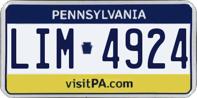 PA license plate LIM4924