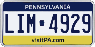 PA license plate LIM4929