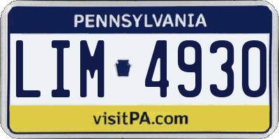 PA license plate LIM4930