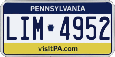PA license plate LIM4952