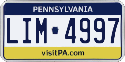 PA license plate LIM4997