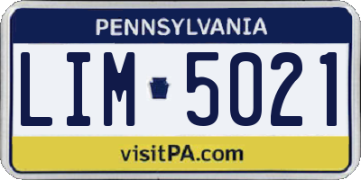 PA license plate LIM5021