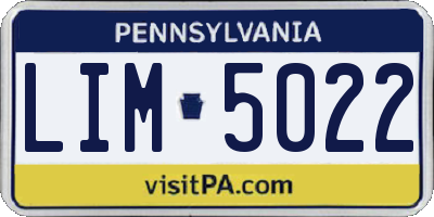 PA license plate LIM5022