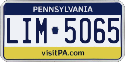 PA license plate LIM5065