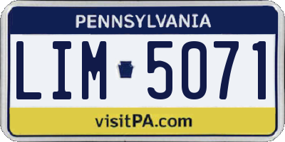 PA license plate LIM5071