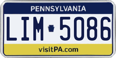 PA license plate LIM5086