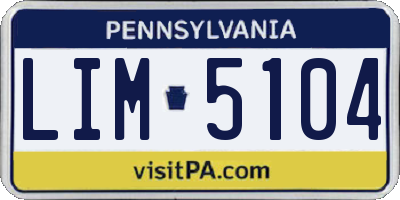 PA license plate LIM5104