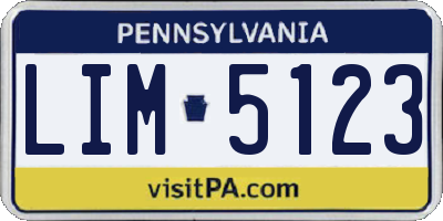 PA license plate LIM5123