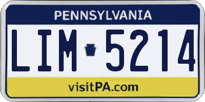 PA license plate LIM5214