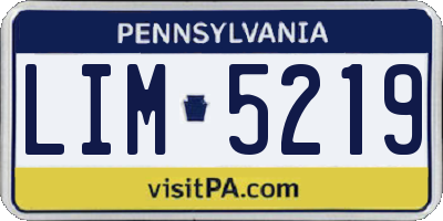 PA license plate LIM5219
