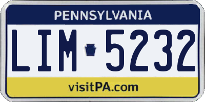 PA license plate LIM5232