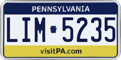 PA license plate LIM5235