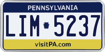 PA license plate LIM5237