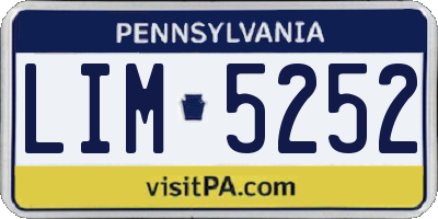 PA license plate LIM5252