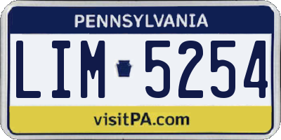 PA license plate LIM5254