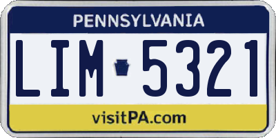 PA license plate LIM5321