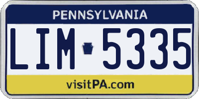 PA license plate LIM5335