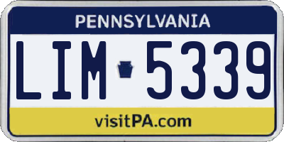 PA license plate LIM5339