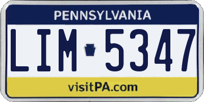 PA license plate LIM5347