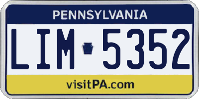PA license plate LIM5352